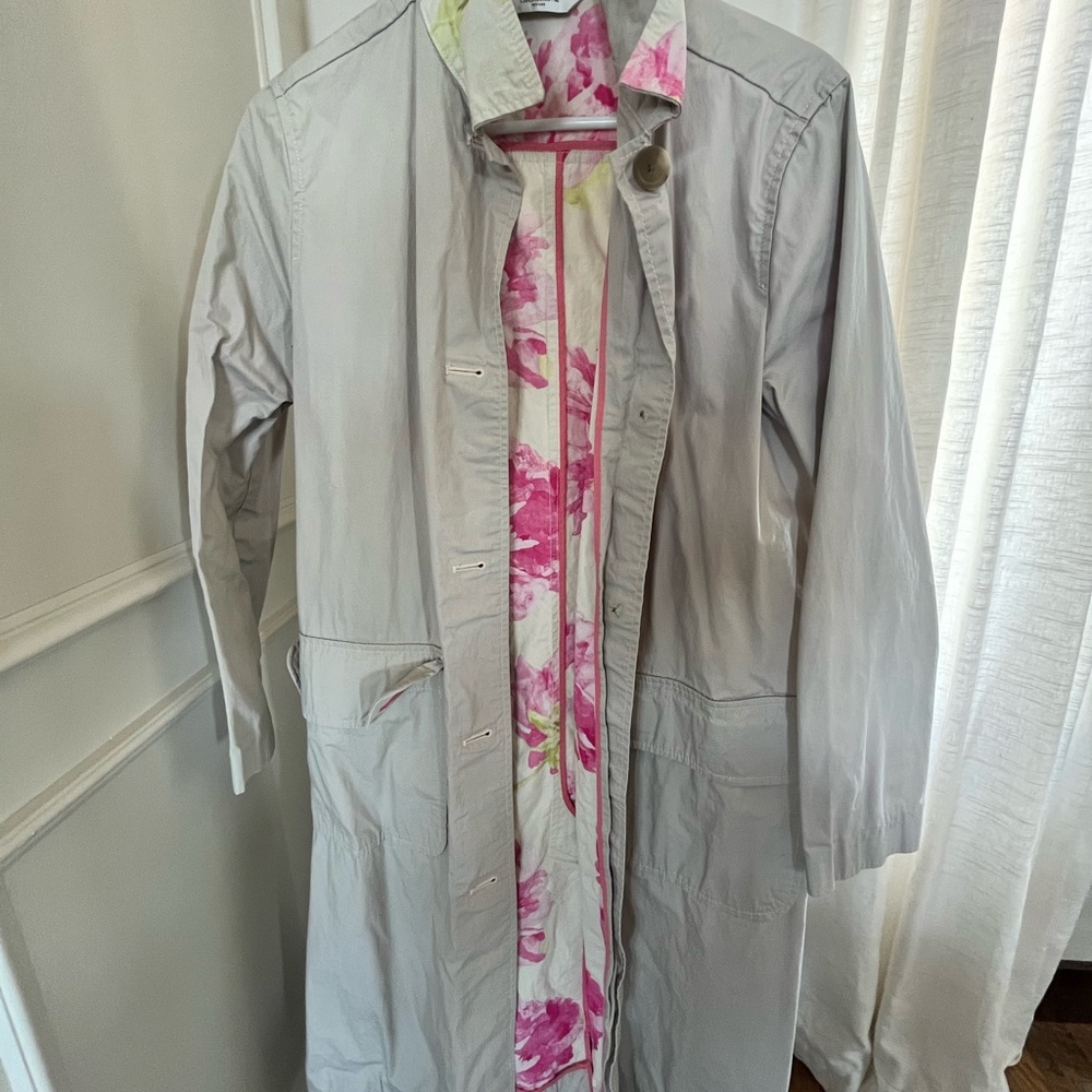 Women's Gray Coat with Floral Lining